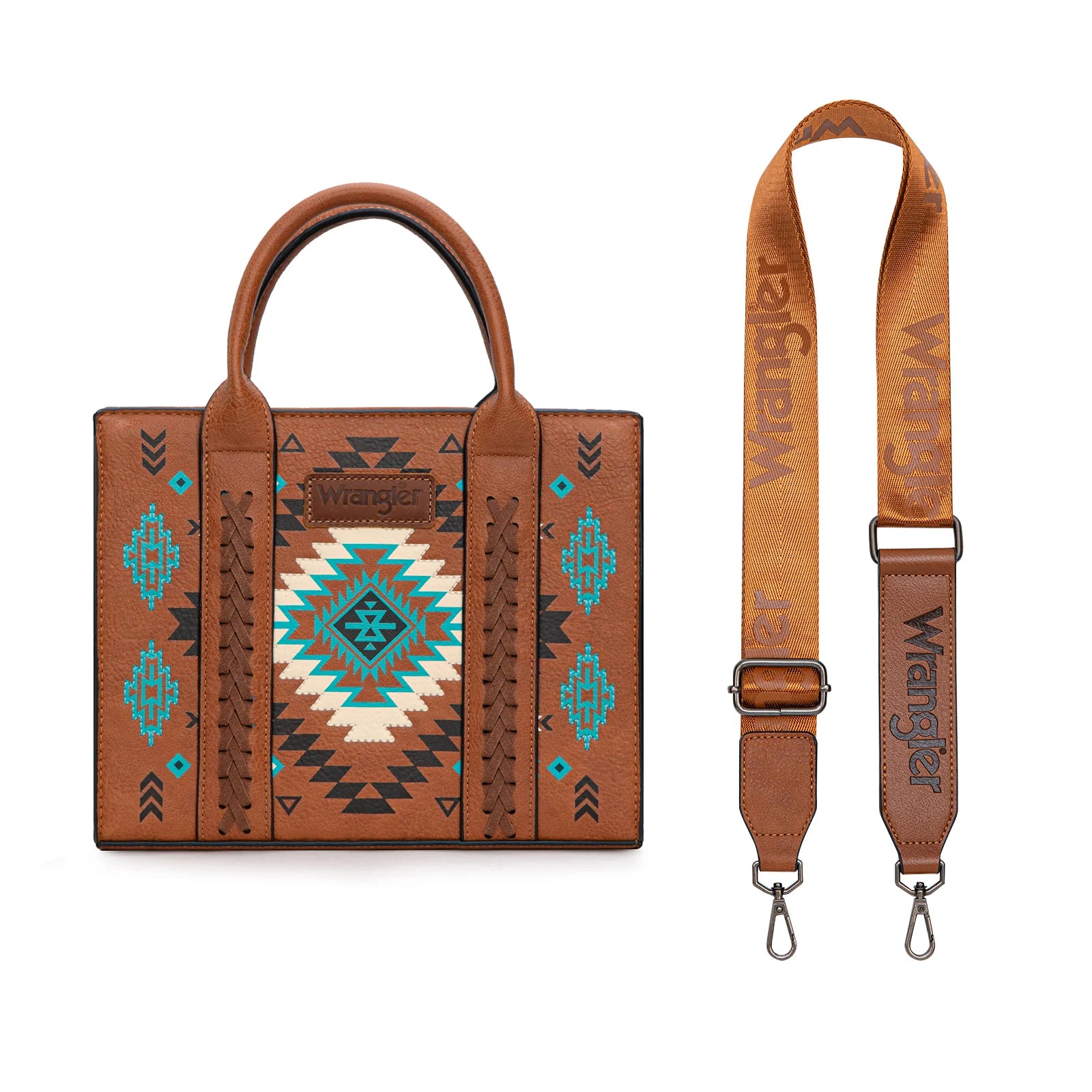Wrangler Aztec Pattern Print -Tote/Crossbody -Brown – A Farm