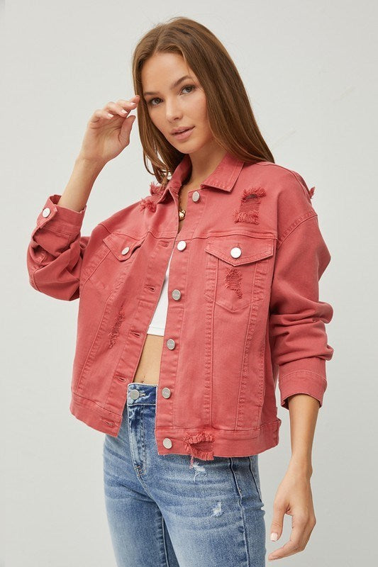 Benson Brick Oversized Distressed Jacket – A Farm Chick's Closet
