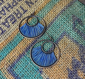
            
                Load image into Gallery viewer, Peacock Blue Fan Earrings
            
        