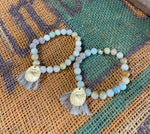 Frosted Amazonite with Tassel and Coin Bracelet