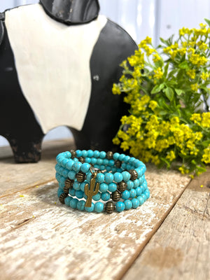 
            
                Load image into Gallery viewer, Turquoise Beaded Wrap Bracelet
            
        