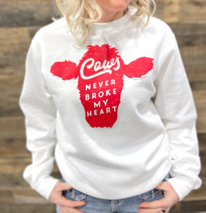 
            
                Load image into Gallery viewer, Cows Never Broke My Heart Crewneck
            
        