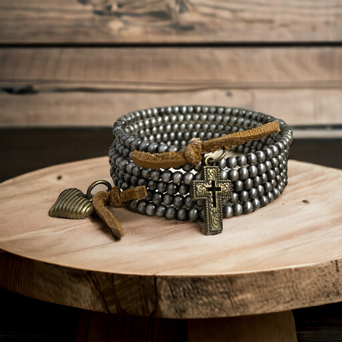 Navajo Pearl Wrap Bracelet with Charm