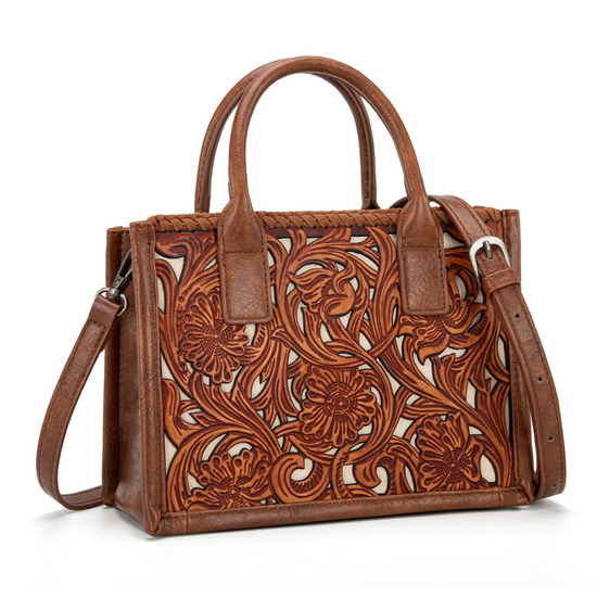 Trinity Ranch Floral Tooled Mini Tote/Crossbody