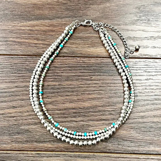 Shiny Silver Bead Necklace