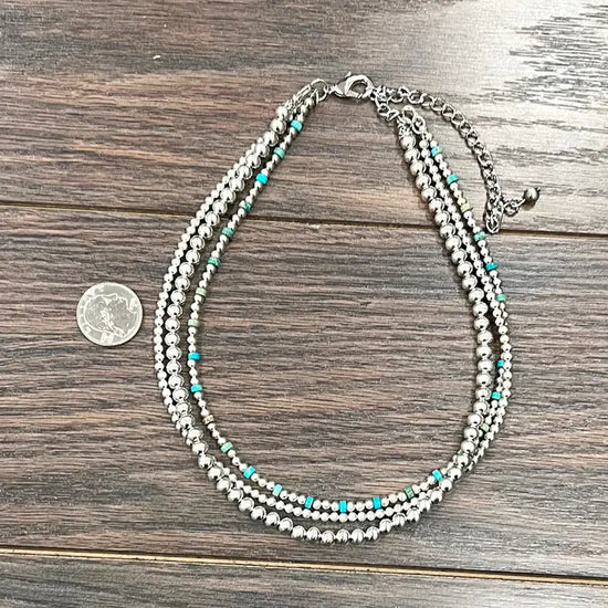 Shiny Silver Bead Necklace