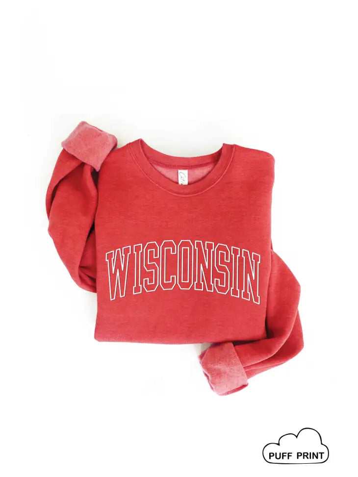 
            
                Load image into Gallery viewer, Wisconsin Puff Print Crewneck
            
        