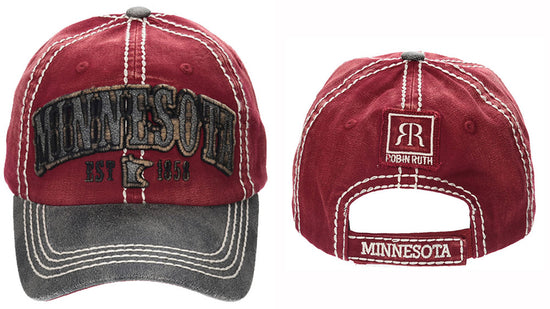 Red Two Tone Baseball Hat - Wisconsin or Minnesota