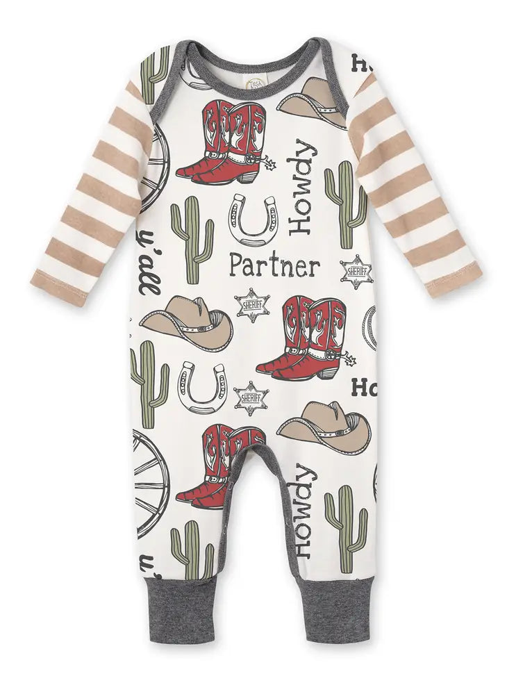 
            
                Load image into Gallery viewer, Oh Baby Western Romper (Howdy Partner)
            
        
