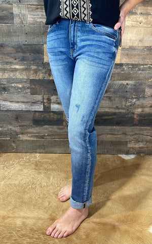 
            
                Load image into Gallery viewer, Val High Rise Cuffed Slim Straight Jeans
            
        