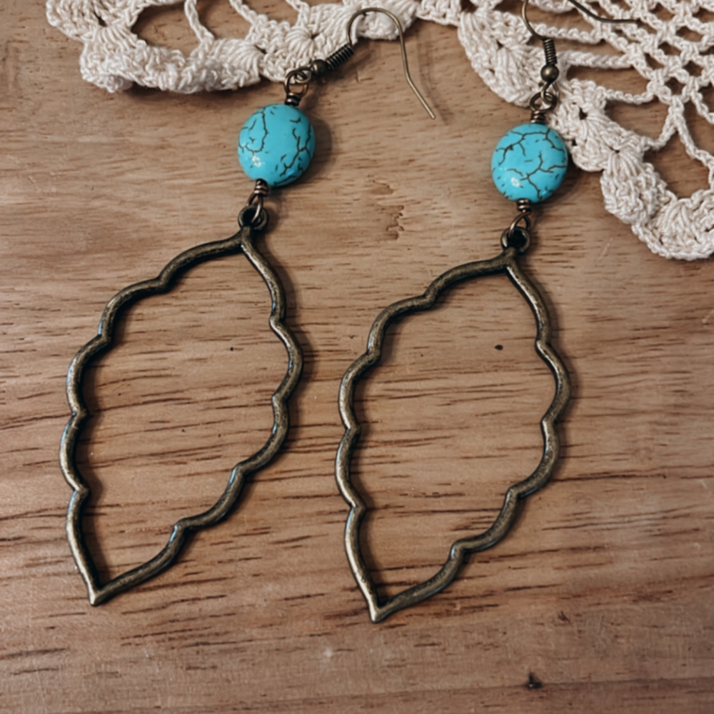 Turquoise & Antique Gold Earrings